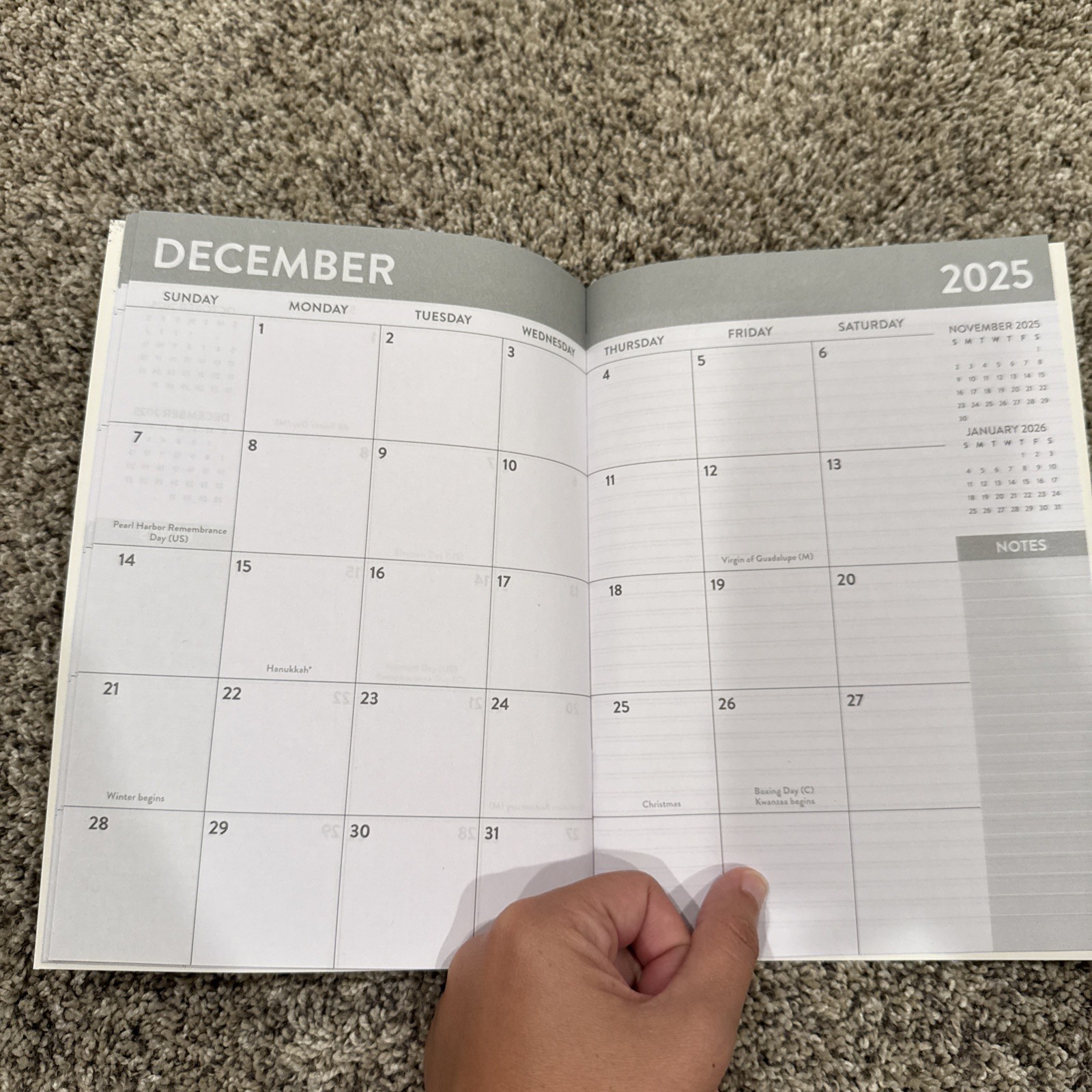 2025 Black Cover Planner Agenda 32 Pages 6.75” X 9.5” Inches Paperboard