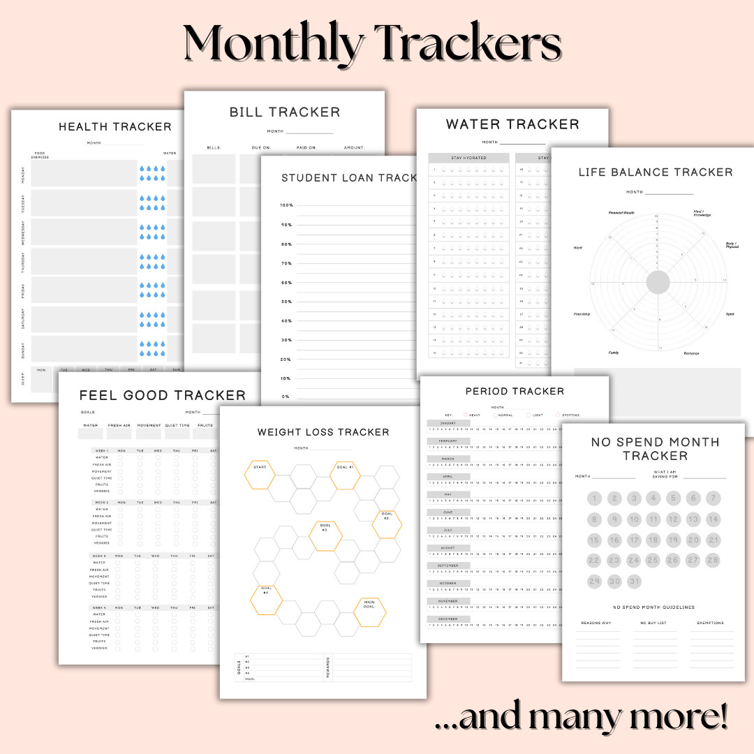 ULTIMATE LIFE TRACKER BUNDLE – 30+ Printable Planner Pages Digital Download