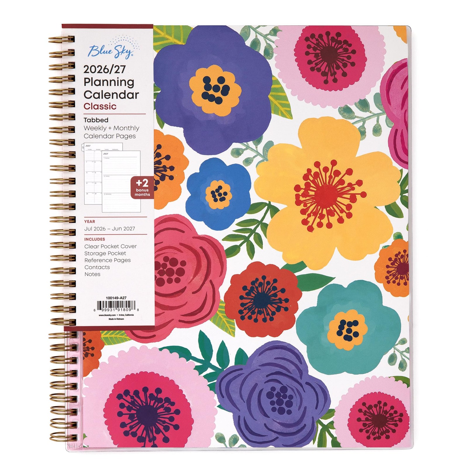 2026-2027 Weekly and Monthly Academic Year Planner Calendar, July 2026 – June…