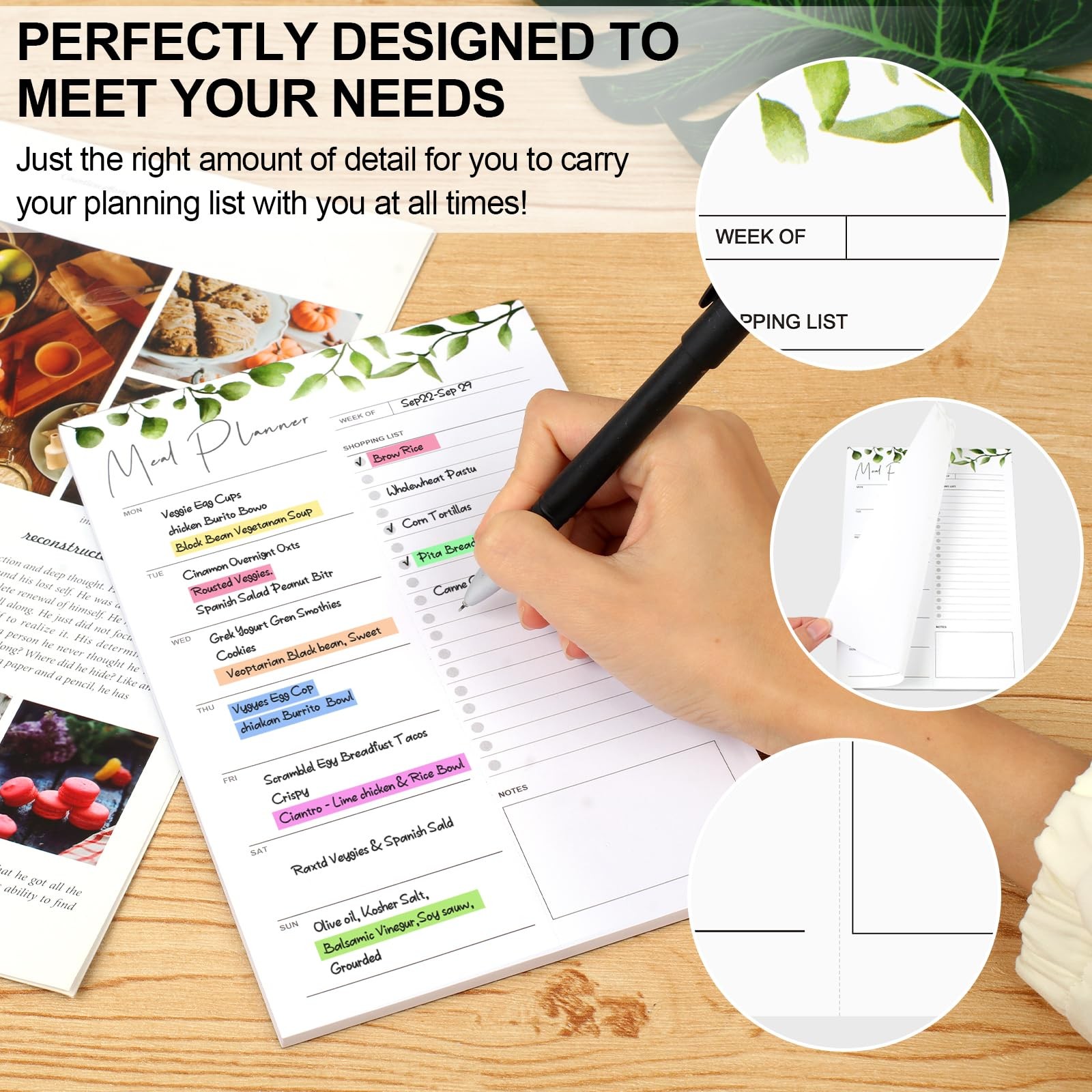 Joyberg 2 PCS Weekly Meal Planner Magnetic for 8.3″ x 5.5″, Green, White
