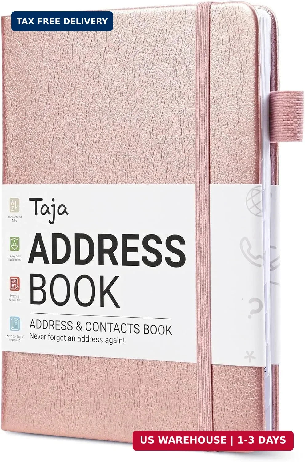 Taja Address Book with Alphabetical Tabs,Hardcover Address Books Large Print for