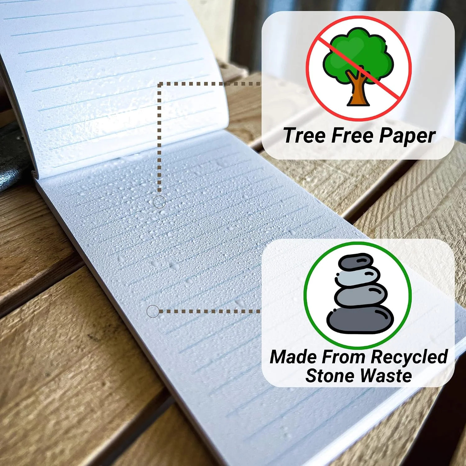 Portage Notebooks – 4 Pack Waterproof Notebook, Made From Recycled Stone Waste,