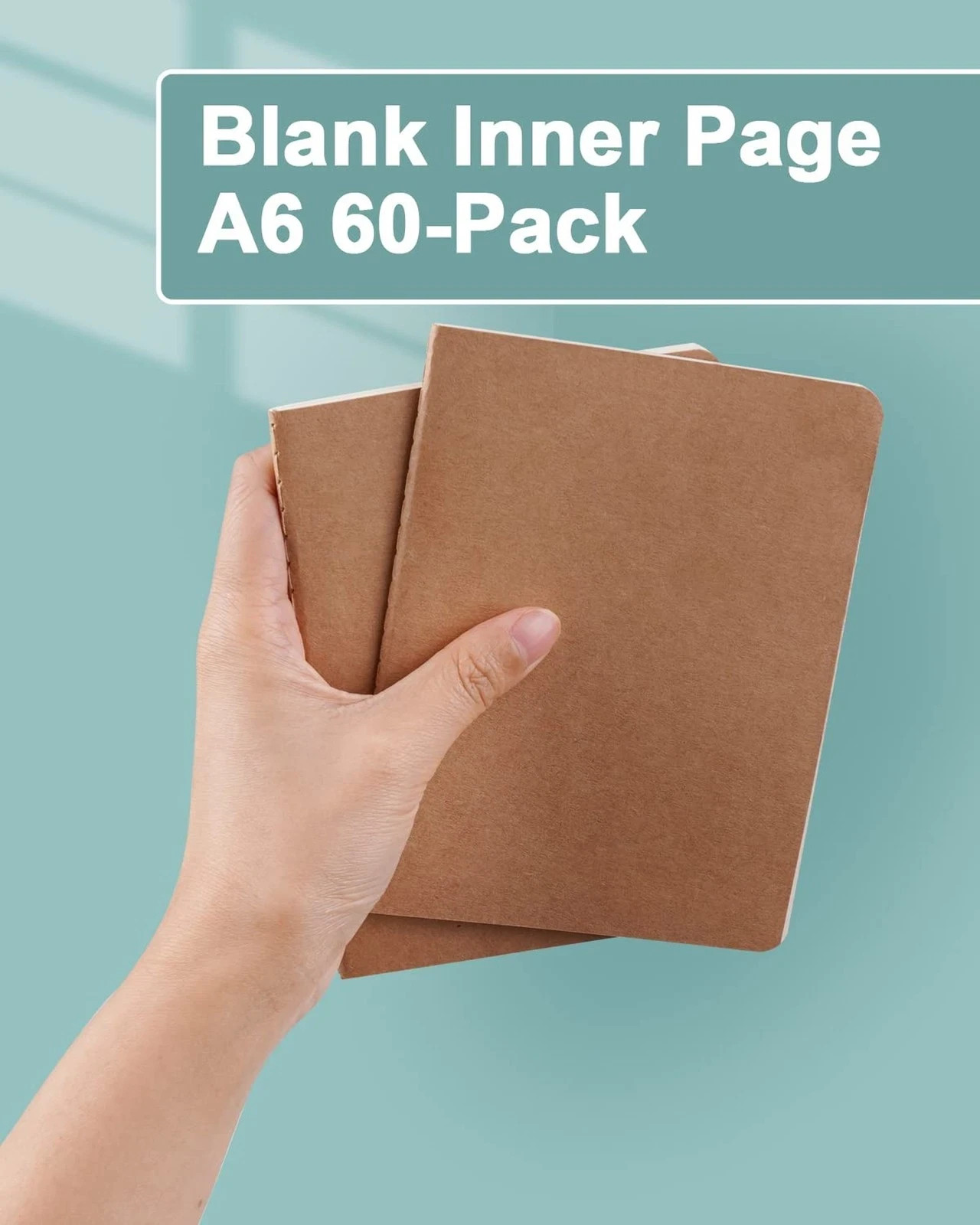 Small Notebook Bulk 60 Packs Pocket Journal Blank A6 (4.25 x 5.5 in) Kraft No