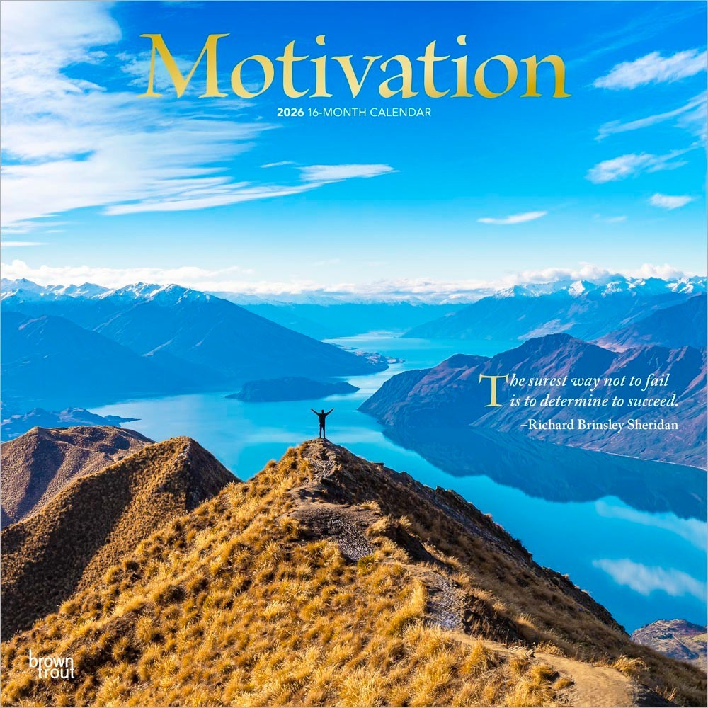 Motivation | 2026 12×24″ (Hanging) Monthly Square Wall Calendar | Plastic-Free
