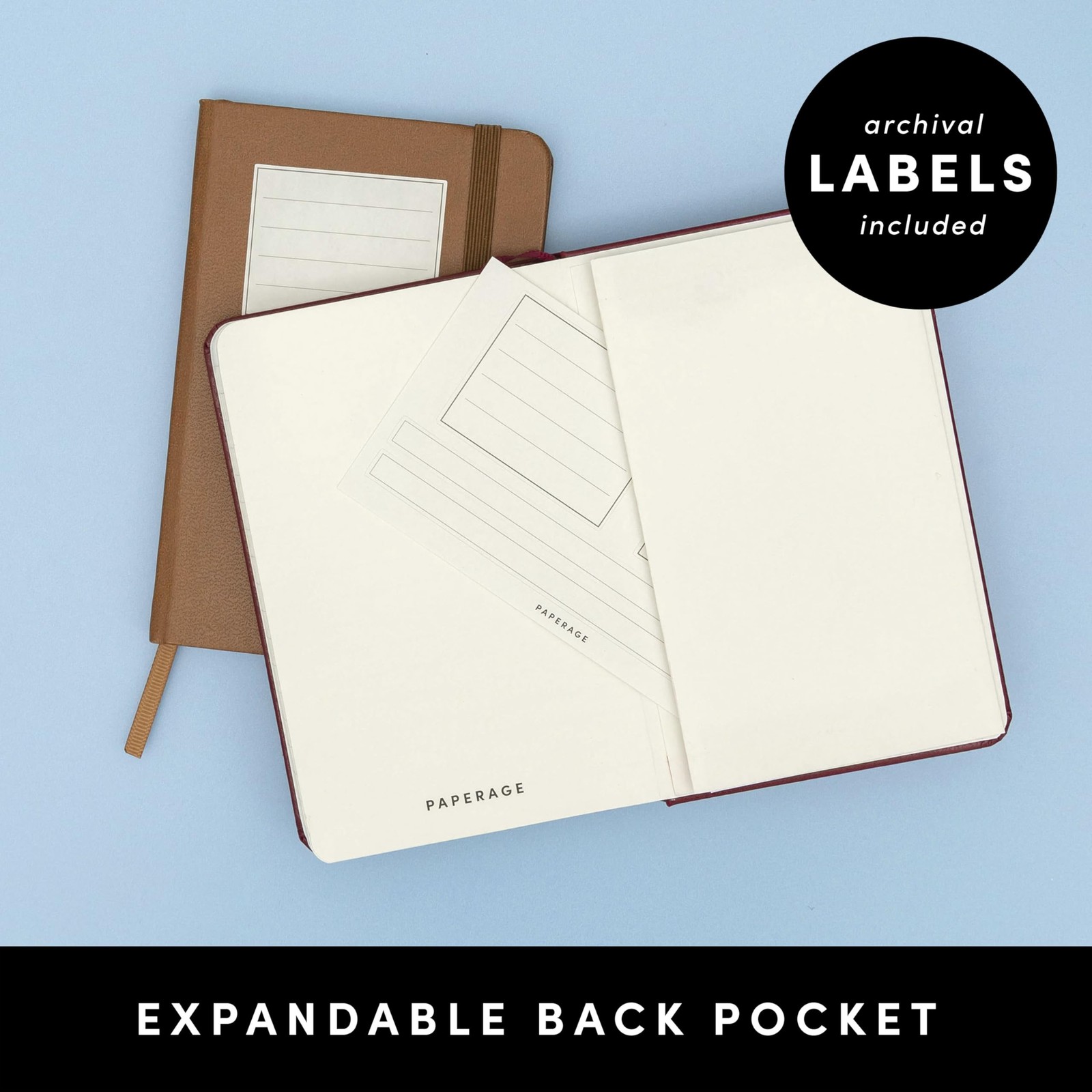 PAPERAGE Lined Pocket Journal Notebook, 2 Pack, (Black), 160 2 Black