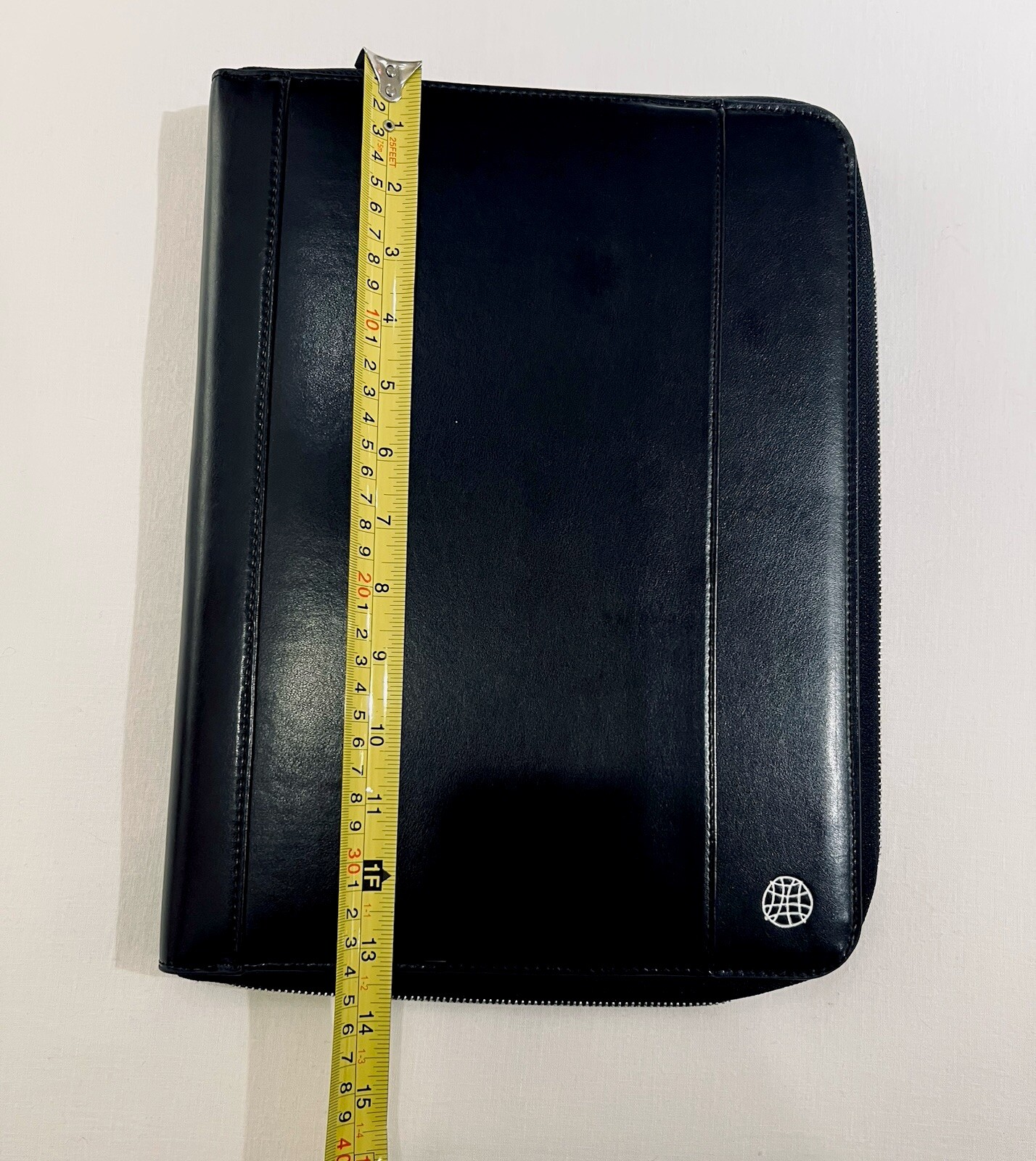 Global Views Work Folio A5 Premium Leather Portfolio Zipper Closure Black New