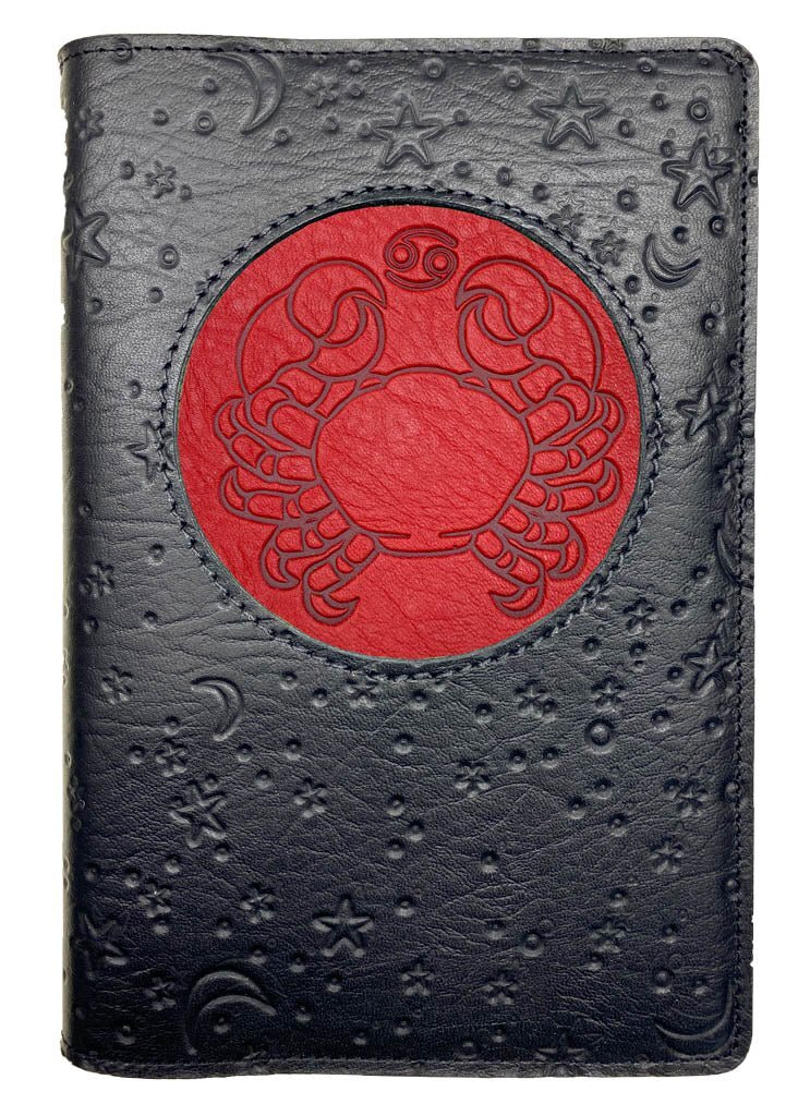 Oberon Design Leather ICON Journal Cover 6″ x 9″ Cancer ZODIAC Stars Red & Black
