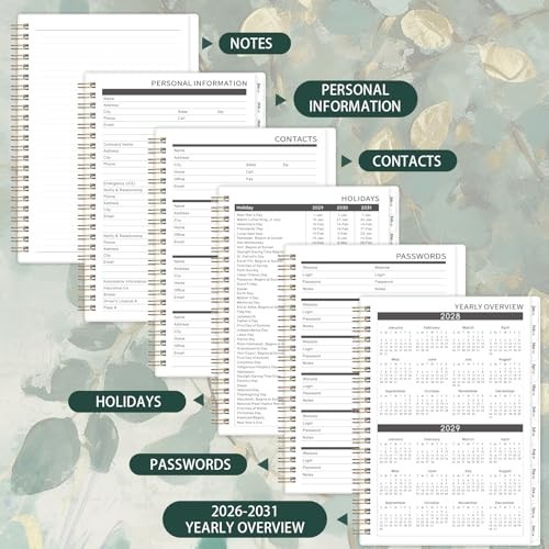 5-Year Monthly Planner 2026-2031, Calendar with Tabs, Notes Pages, Pocket, 6.4″x