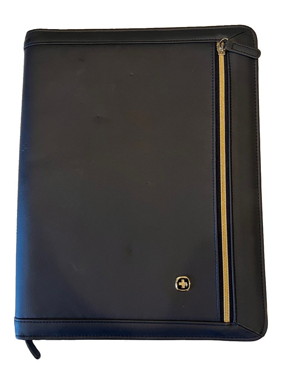 Wenger Swiss Amelie Navy Blue Padfolio 3/4 Zip Gold-Tone Zippers Unisex