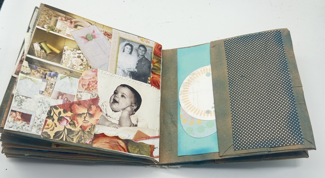 Junk Journal Young Boy Orange Yellow Flowers 6×5 Inches With Coffee Dyed Paper