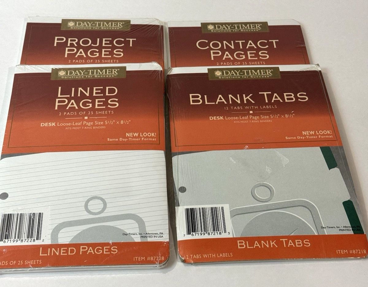 VTG Daytimer 1994 Refills Lot Lined Pages Project Contact Pages Blank Tabs NOS