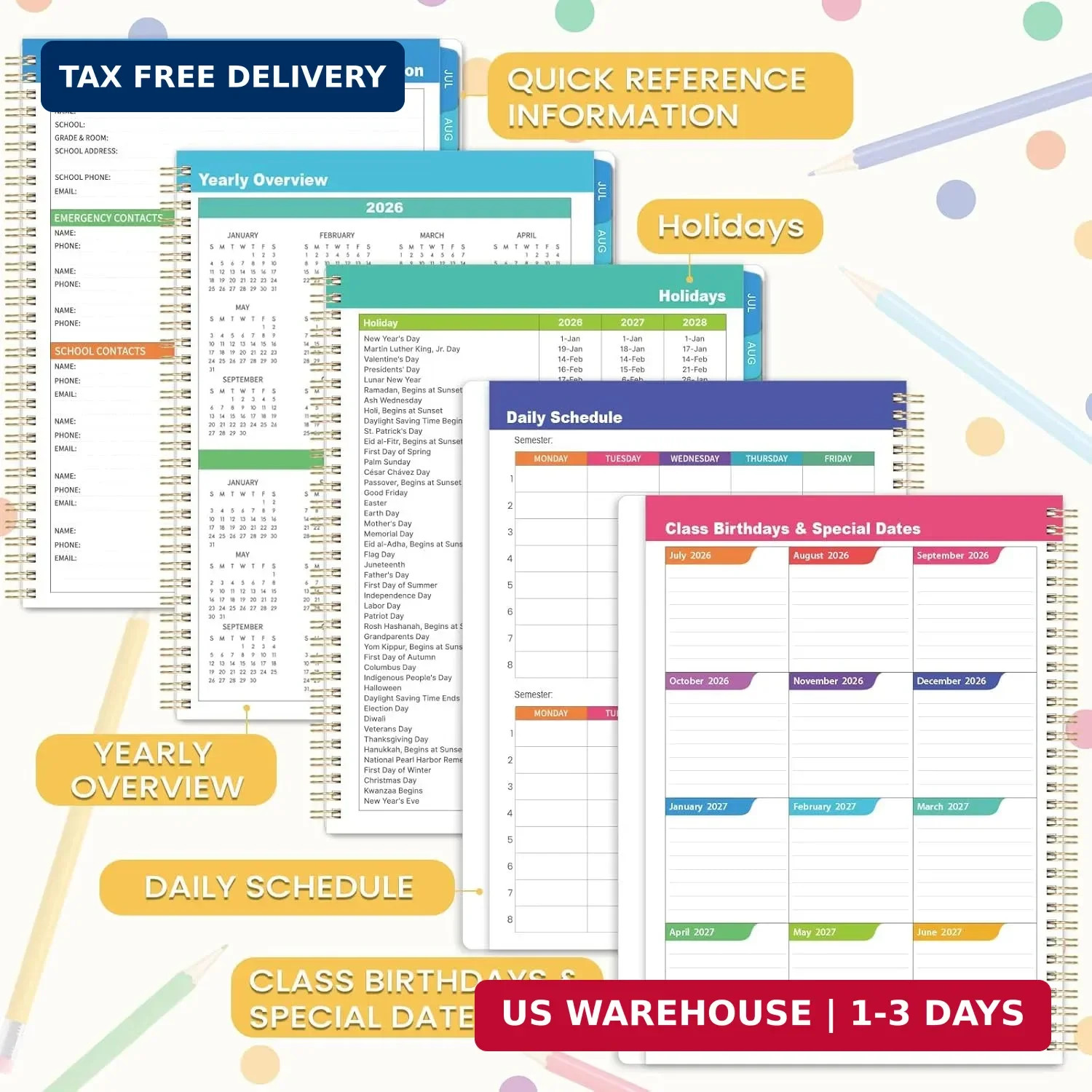 Teacher Planner 2026-2027, JULY 2026 – JUNE 2027, Teacher Planner 2026-2027 Acad