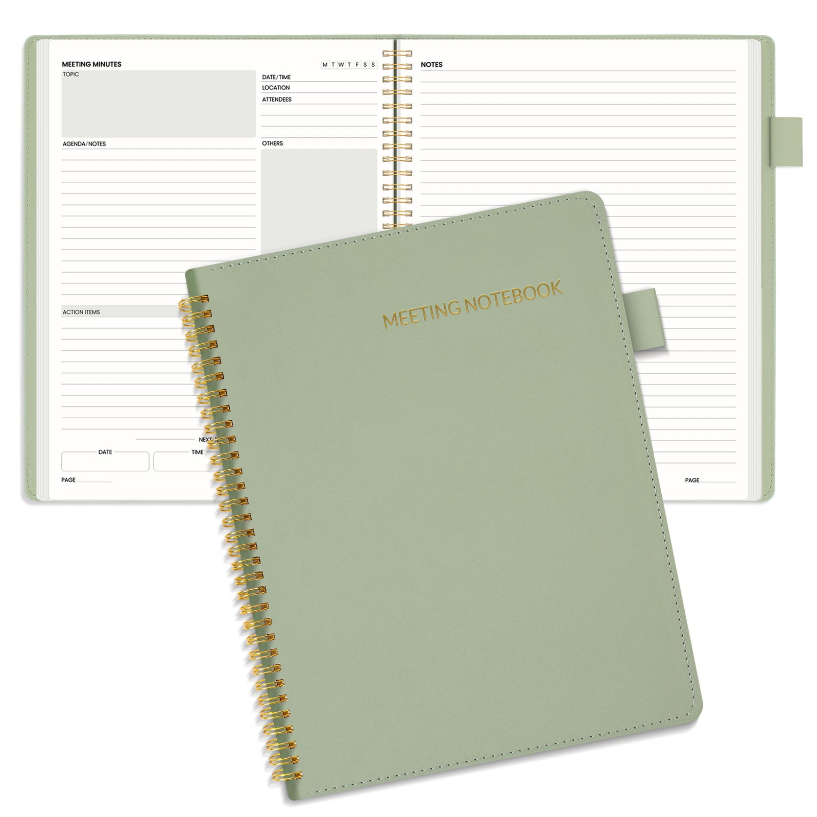 SUNEE Half Meeting Note – 8.5″x11″ Professional A4 8.5″x11″, Sage Green