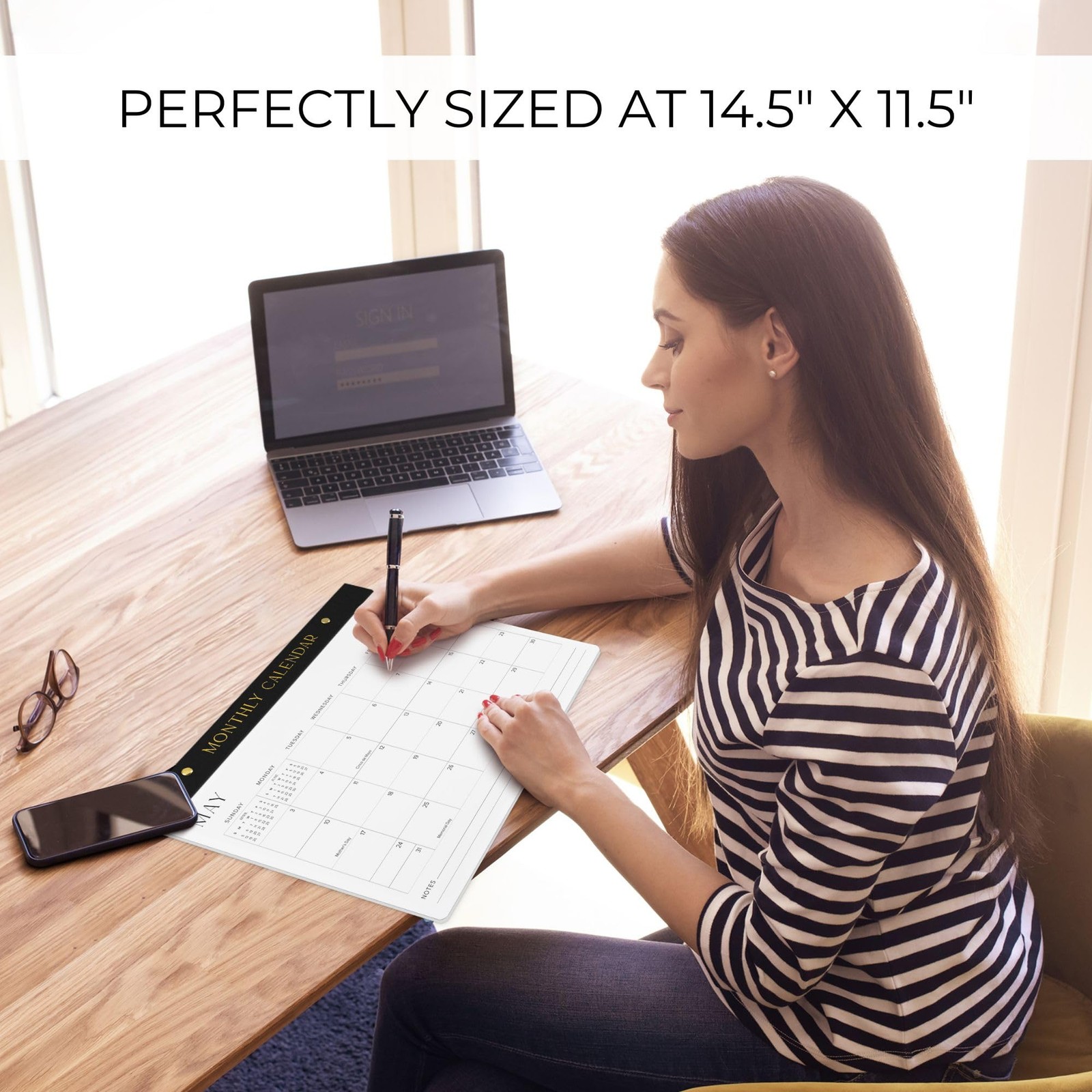 Aesthetic 2026-2027 Desk Calendar – Runs From January 2026 Until July Black