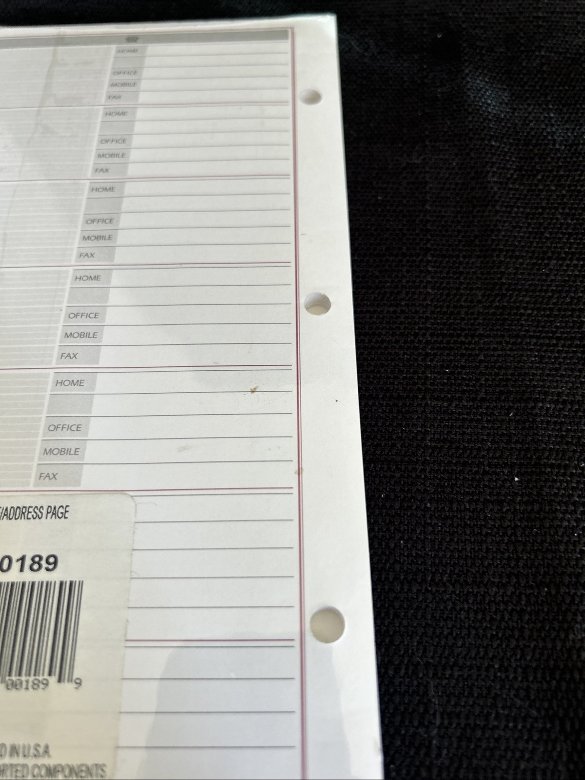 Day Runner Telephone Address Planner Refill Pages 30 Pages 3 Ring 5.5 x 8.5 1996