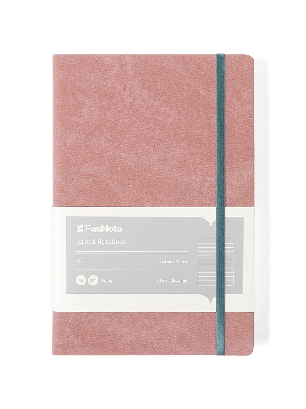 FasNote Lined Journal Notebook 5.51 x 8.27 in (A5), 244 Pages, PU Rose Tan