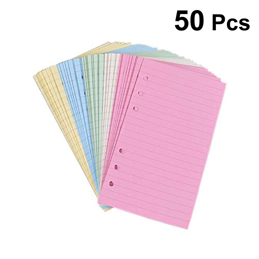 A6 Colorful 6-Hole Loose Leaf Paper Refills 50 17.2*9.5cm, Assorted Color