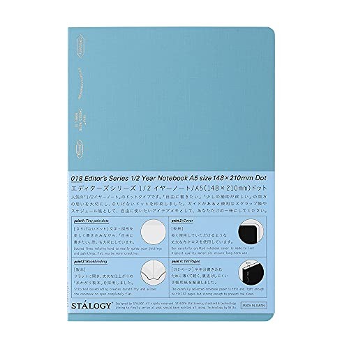 A5 Blue Blank Dot Grid Notebook 96 Sheets Scrapbook Journal 5.8 x 8.3 Inch
