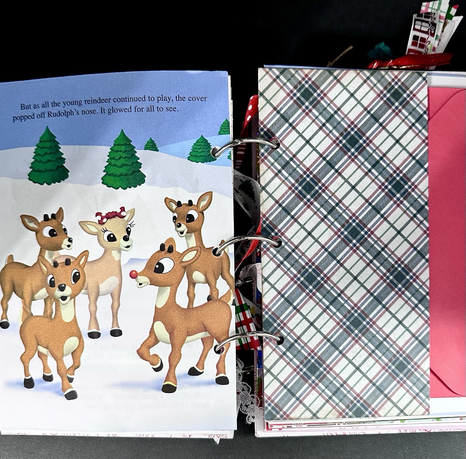 RUDOLPH Christmas Junk Journal Little Golden Book W/Embellishments & Glue Pen…
