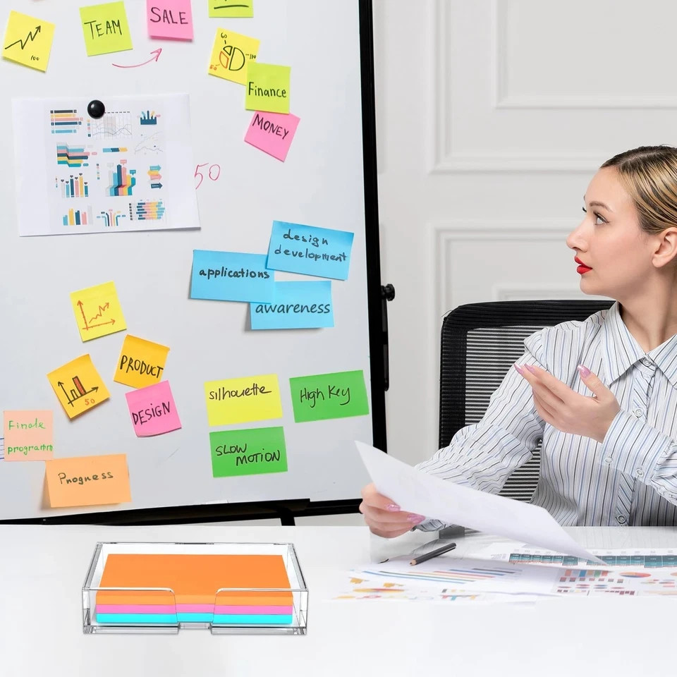 BEEGO Sticky Note Organizer – 4×6 in Crystal Clear Acrylic 6.6″ x 4.6″,