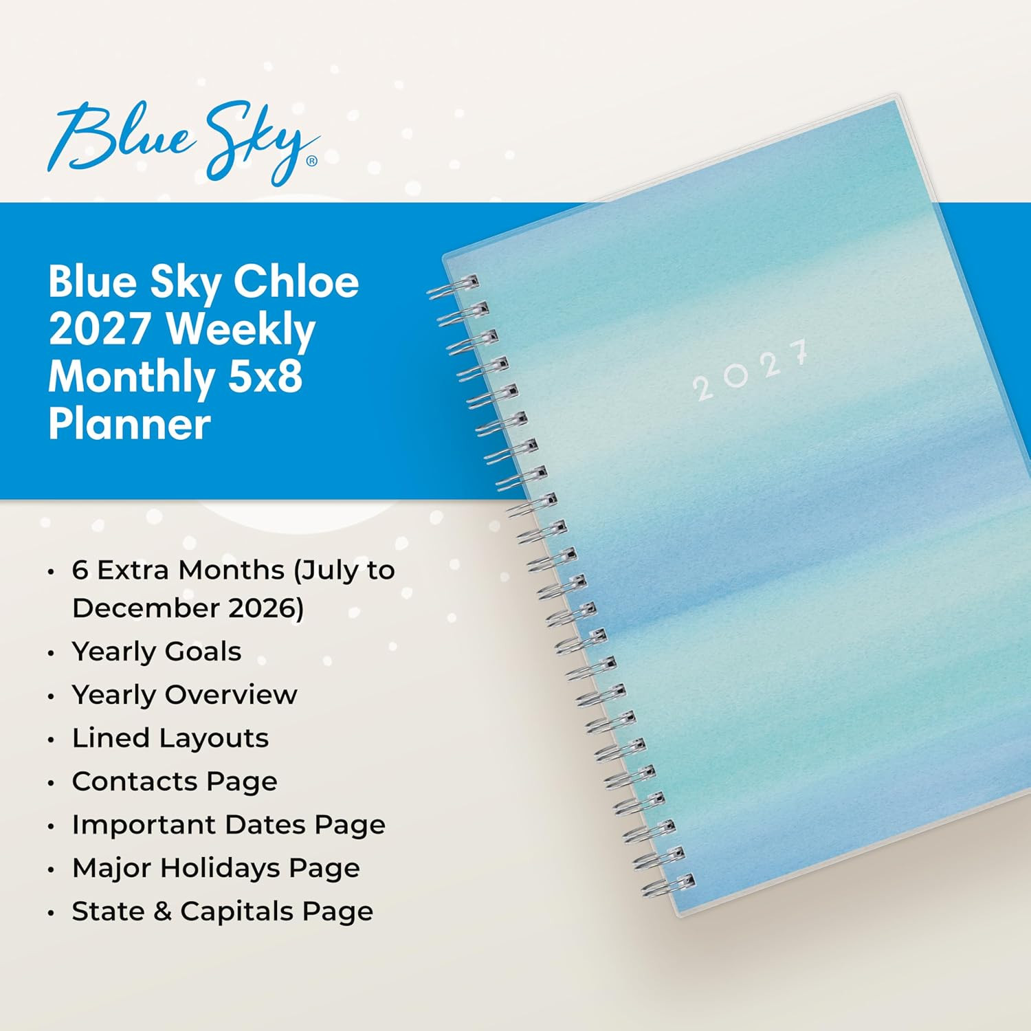 2027 Weekly and Monthly Planner Calendar, January 2027 – December