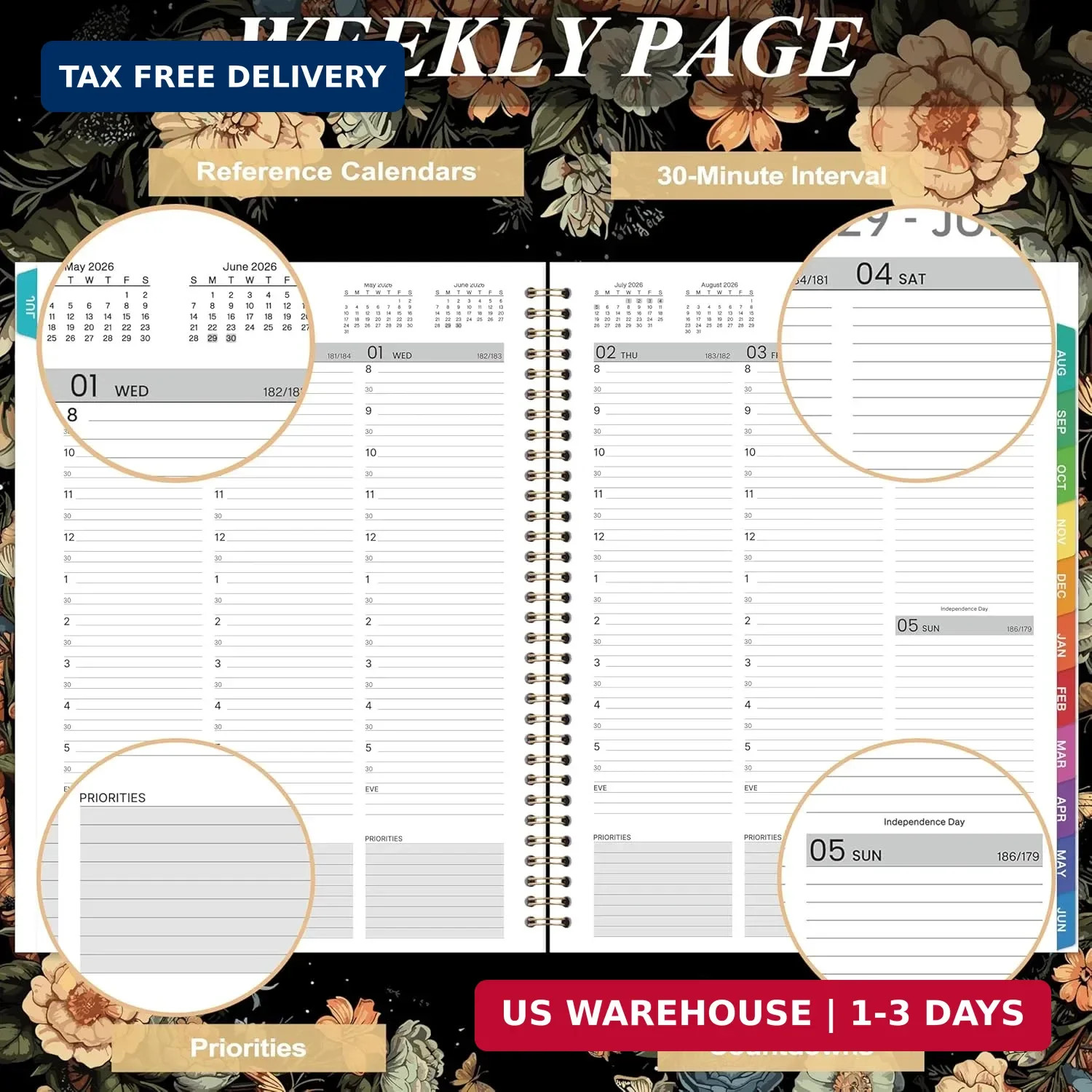 Appointment Book Planner 2026-2027 Daily Hourly 30-Min 9×11 Tabs Pocket