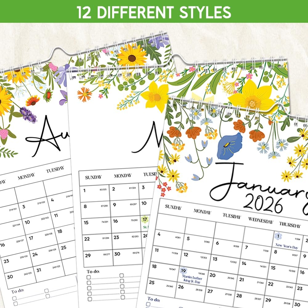 Wildflower 2026 Wall Calendar, March 2026 – Feb 2027, Dates Bright Botanical