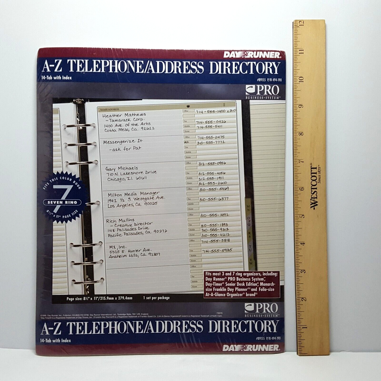 1996 NOS 8.5″ x 11″ DAY-RUNNER 14 Tabs A-Z Telephone Address Directory & Index