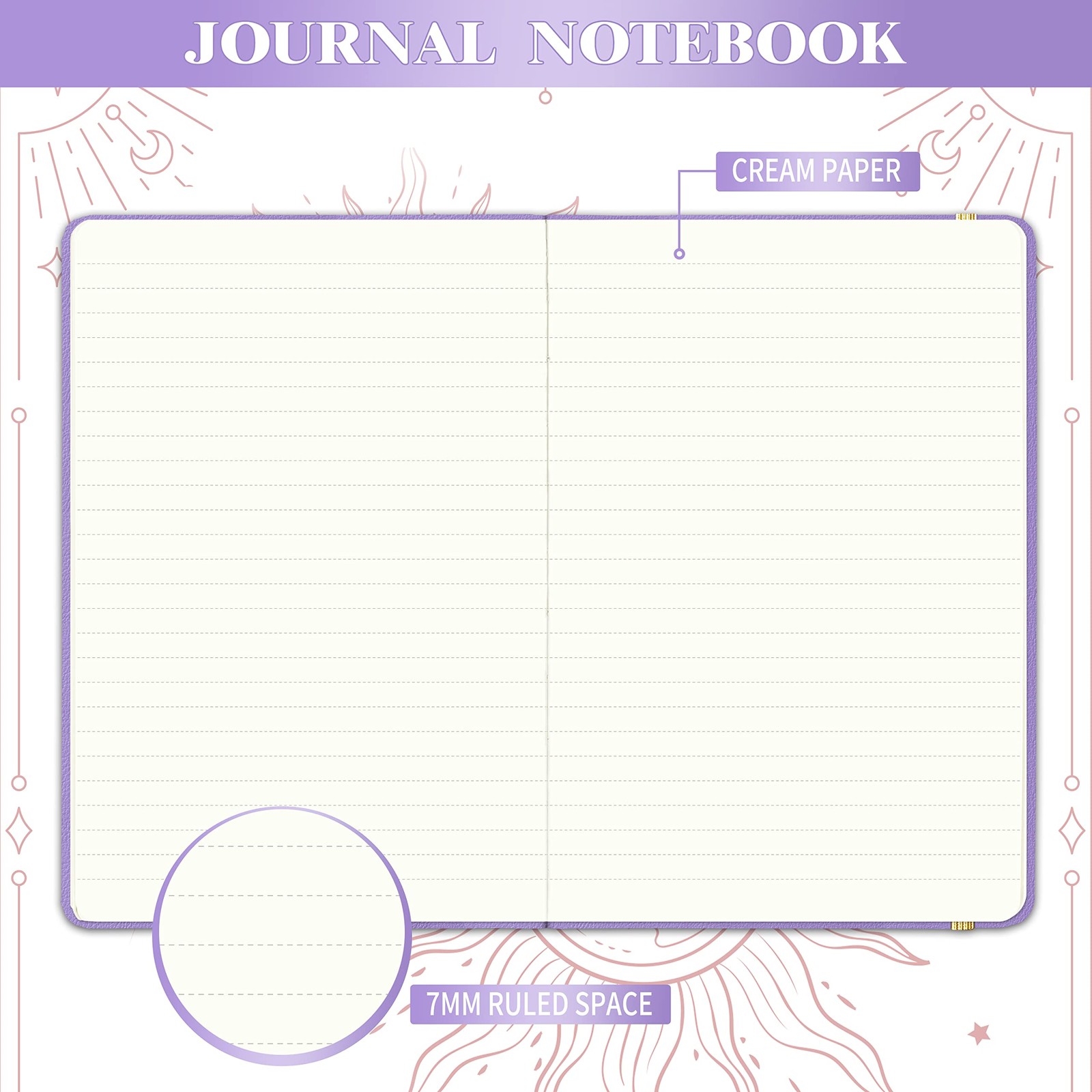 Artfan Ruled Notebook/Journal – Premium Thick Paper Faux Leather Purple1