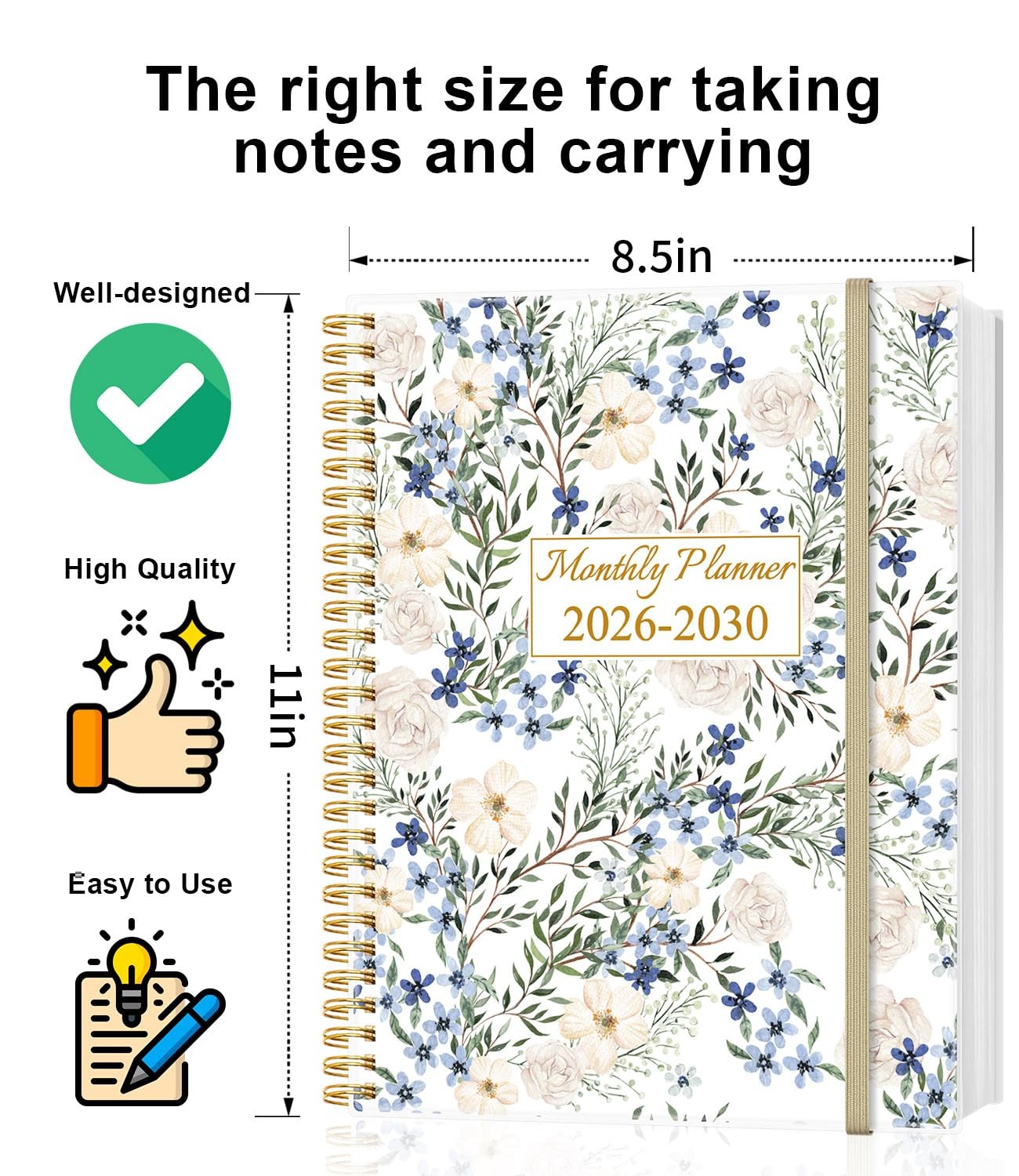 5 Year Monthly Planner 20262030 60 Months Calendar 8.5 x 11 Flexible Cover Pock