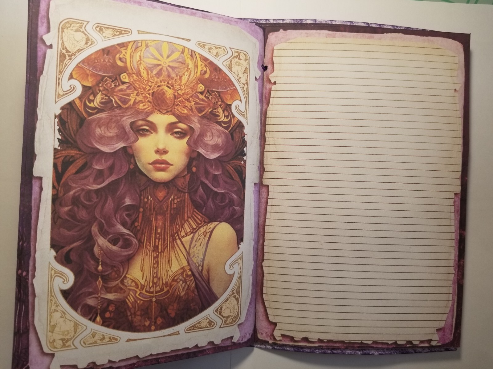 Junk Journal BLANK Booklet “FORTUNE TELLER”, LARGE 6″x9″ 40pg PSYCHIC, TAROT