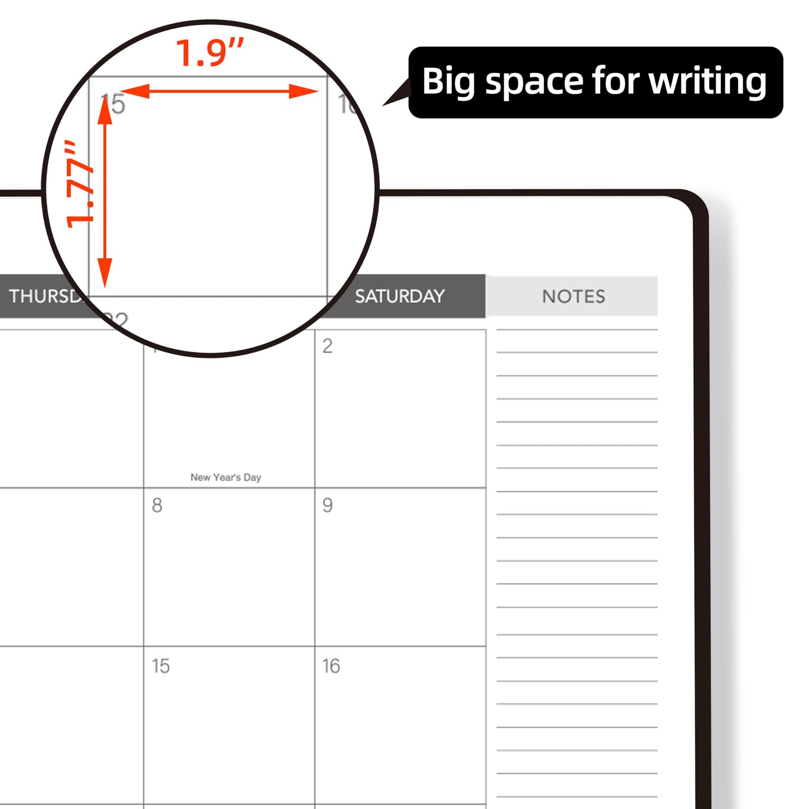 2025 2027 Planner, 24 Months Academic Calendar, Hard Cover, Spiral Bound, Black