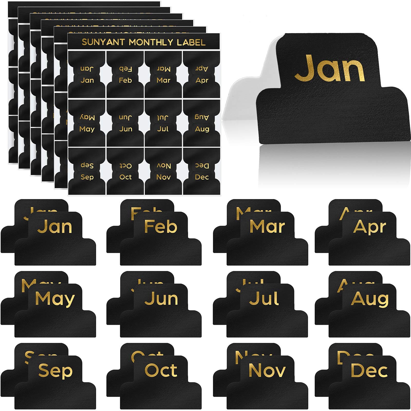 72 Pieces Adhesive Monthly Planner Tabs Index 6.3 x 5.9 inches, Black