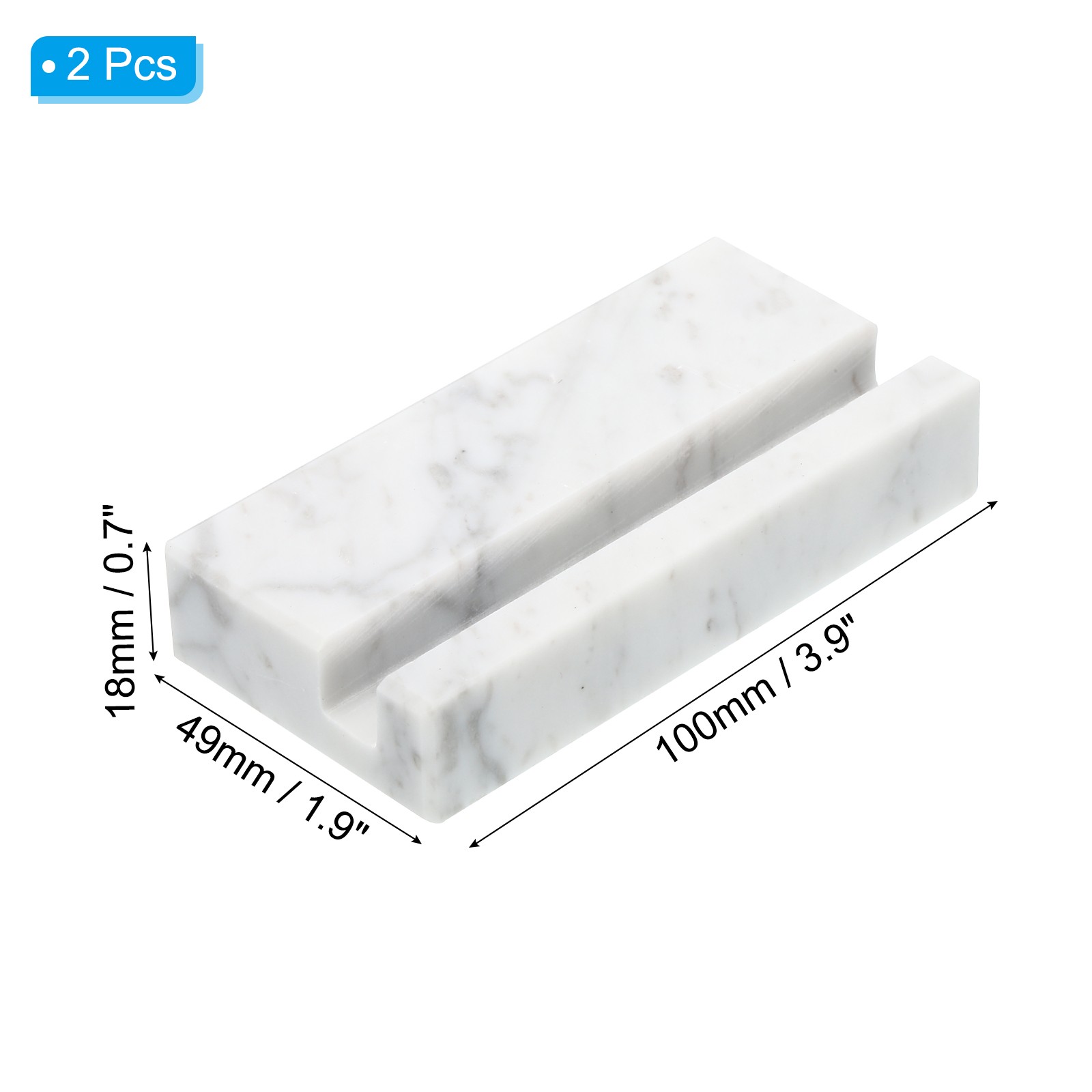 2 x Business Card Holder for Desk Marble Business Card Holder White