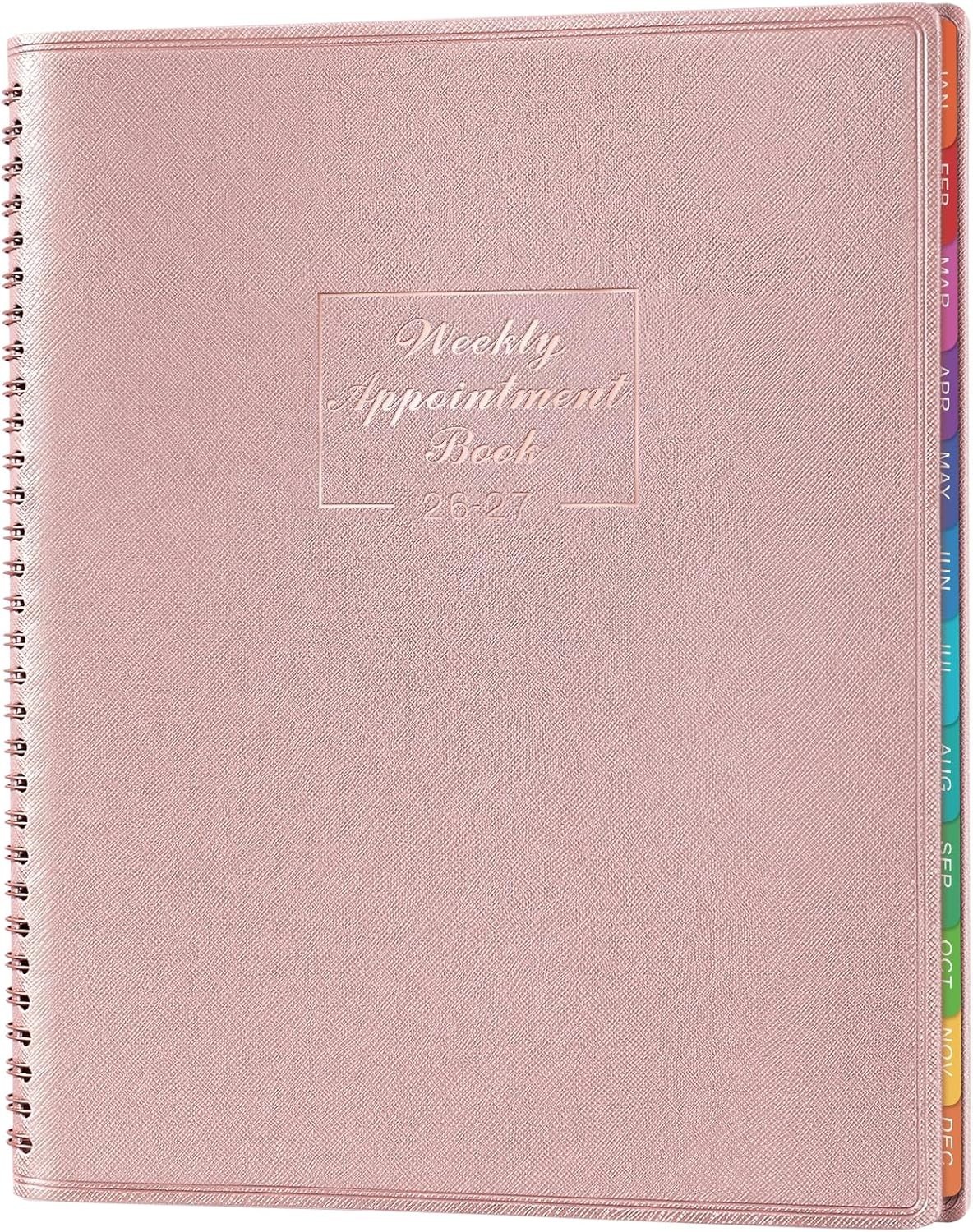 Elegant Rose Gold Hourly Appointment Planner 2026-2027 – Spiral Bound Design