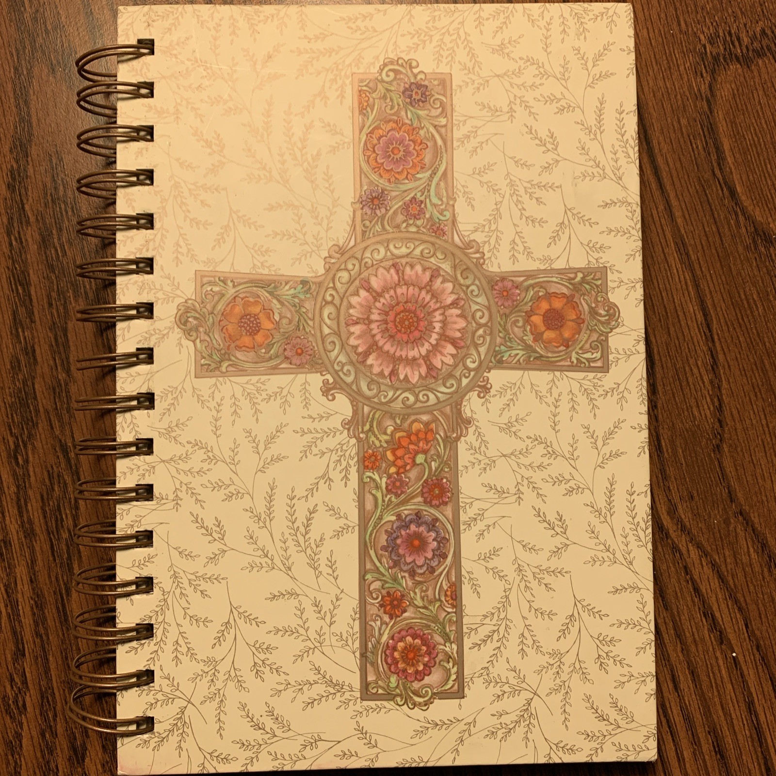 C R Gibson Fine Gifts Faith Spiral Journal, New, Cross On Front, Tan