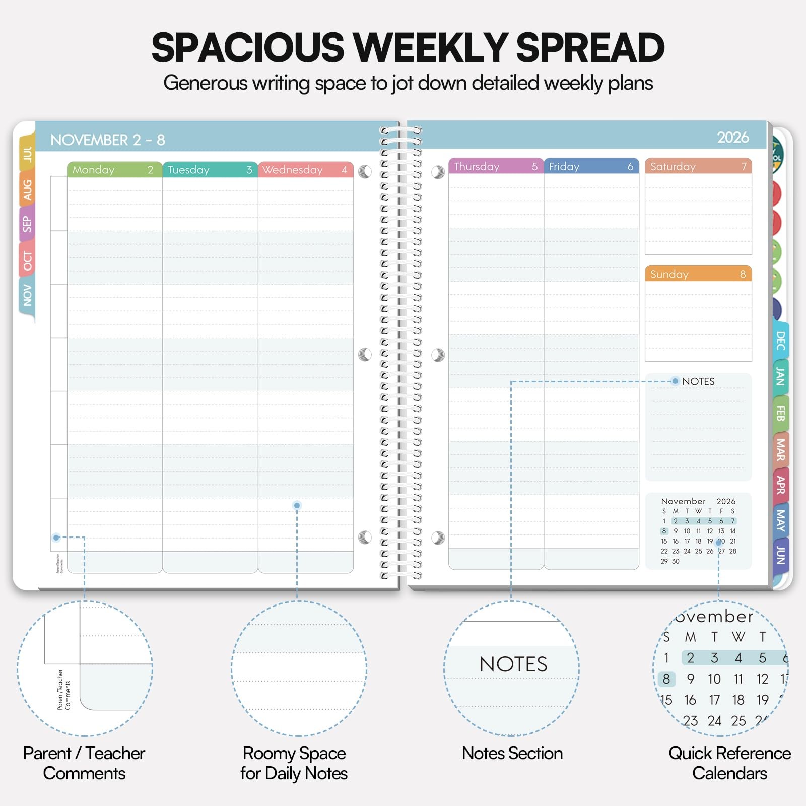Phyxin Student Planner 2026-2027, Blue Monthly A4 (8.7″ x 11″),