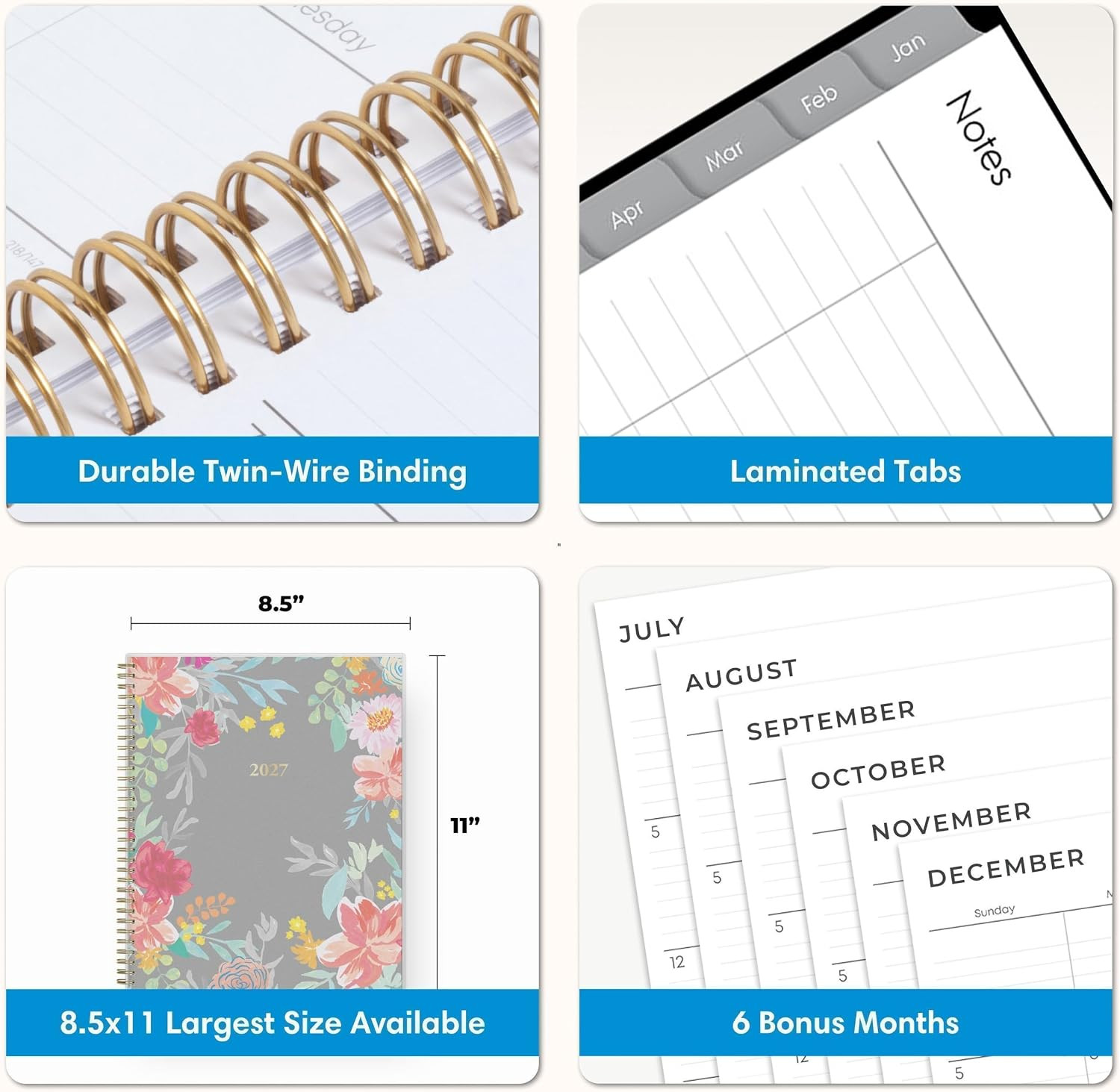 2027 Weekly and Monthly Planner Calendar, January 2027 – December