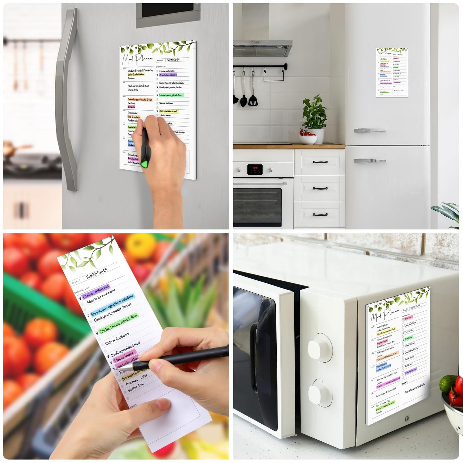 2 PCS Weekly Meal Planner Magnetic for Fridge 8.3×5.5”, Undated Meal Planner …