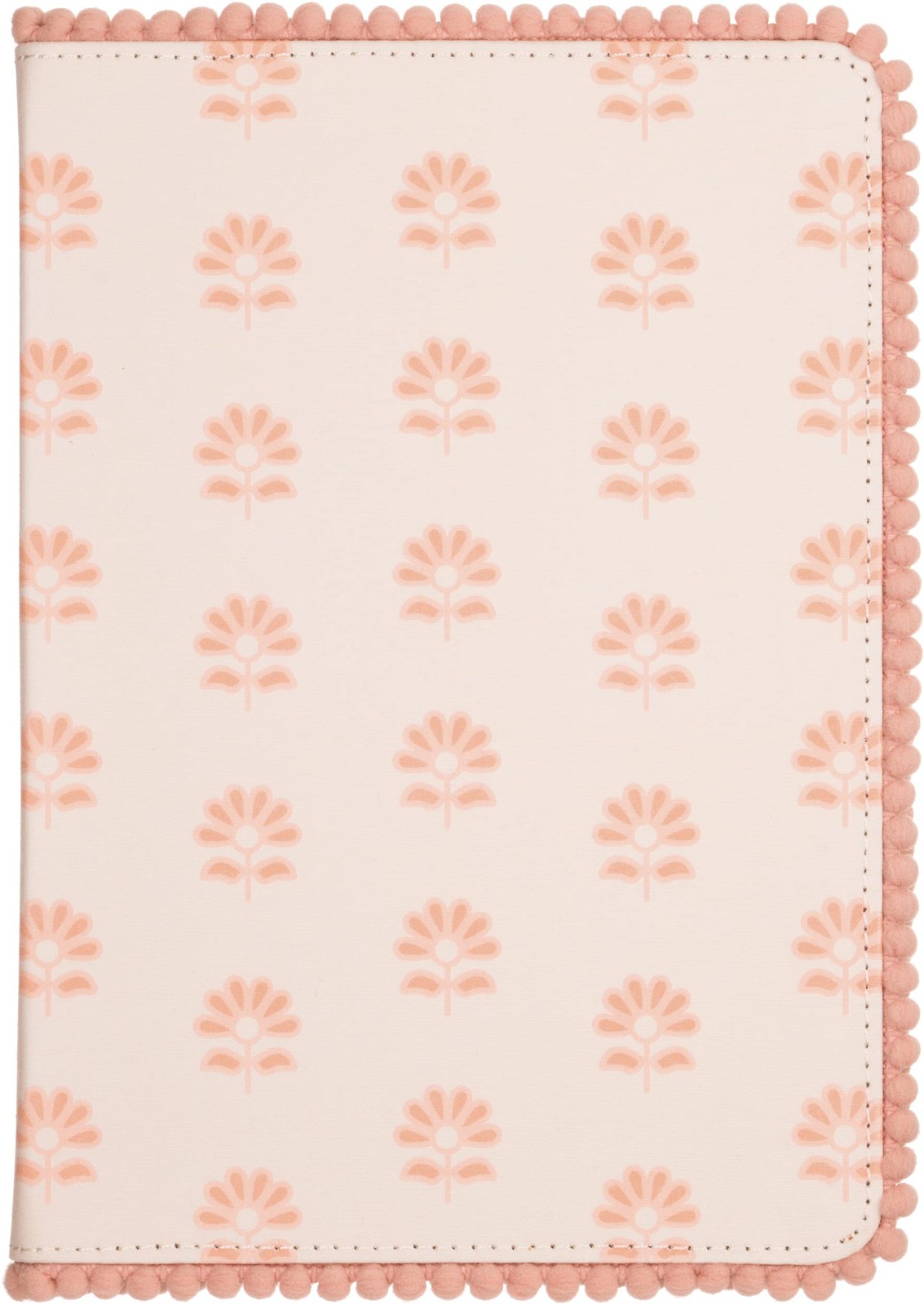 Eccolo Pom Notebook Journal, Linen Flexicover, Medium, Peach Blockprint