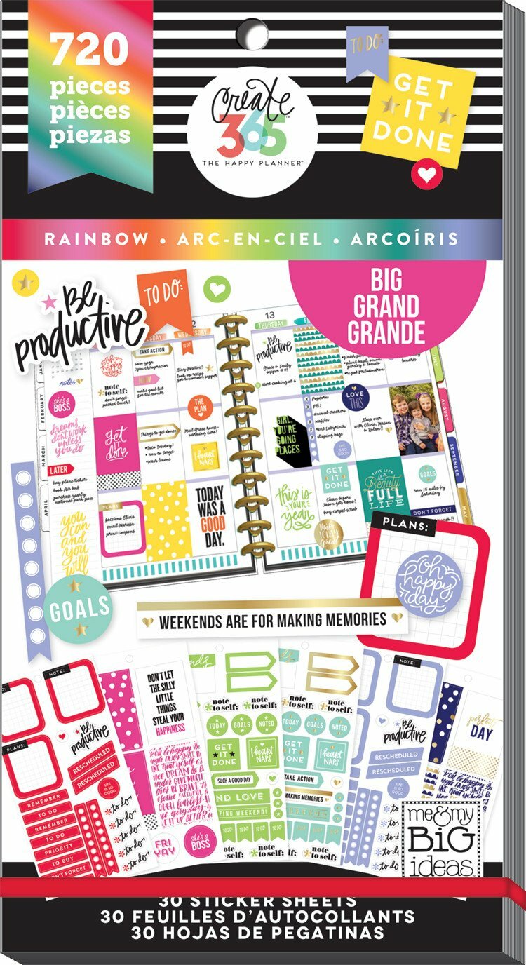 MAMBI The Happy Planner Girt Value Pack Stickers, Big, Rainbow 720Pc, PPSV-12