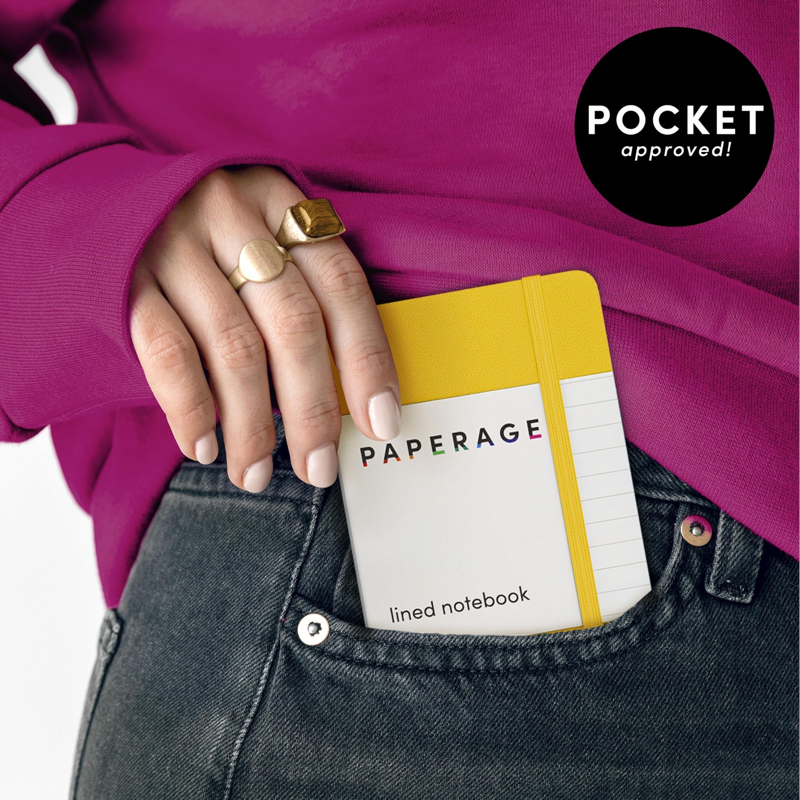PAPERAGE Lined Pocket Journal Notebook, 2 Pack, (Black), 160 2 Black