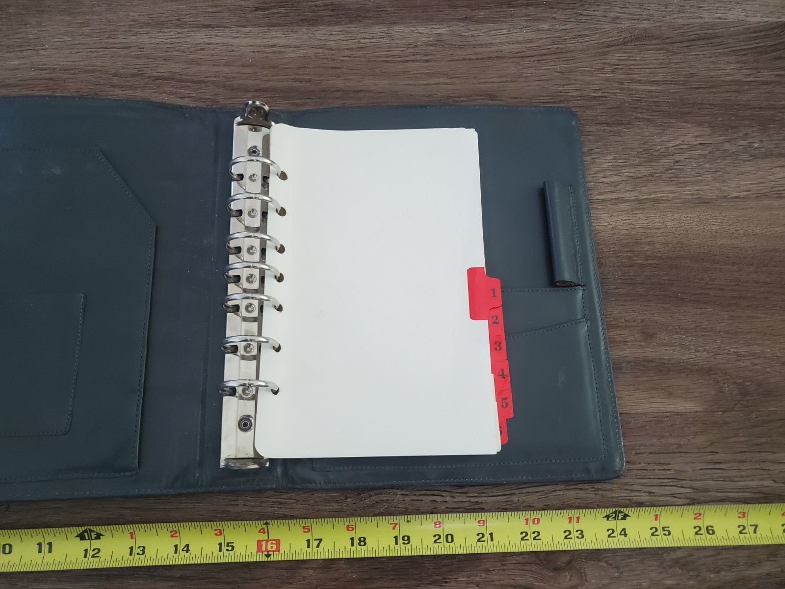 Vintage Genuine Leather 7 Ring Locking Binder Business Planner Gray 50s 60s 70s
