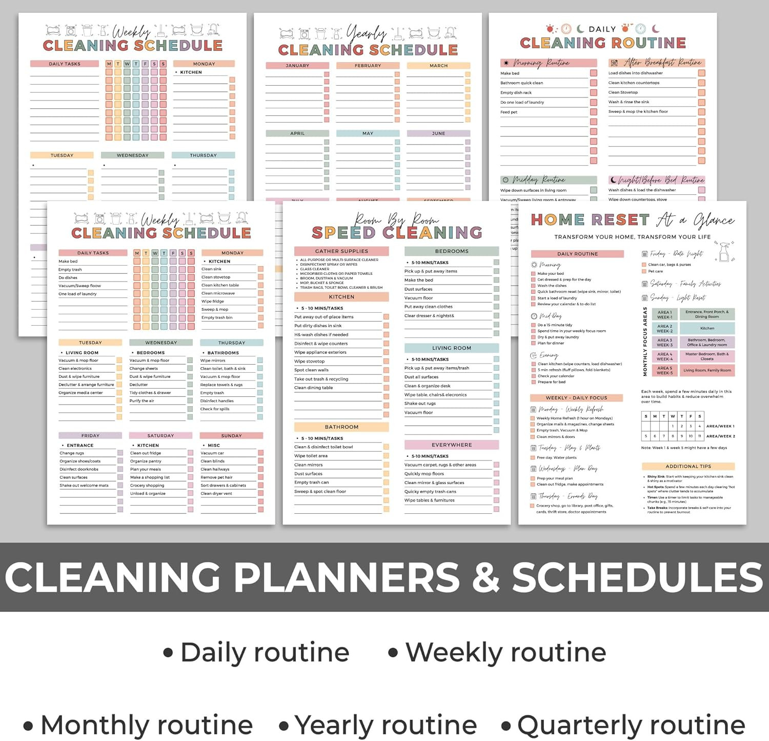 ADHD Cleaning and Organizing Planner House Chore Checklist 5.8 x 8.3 inch