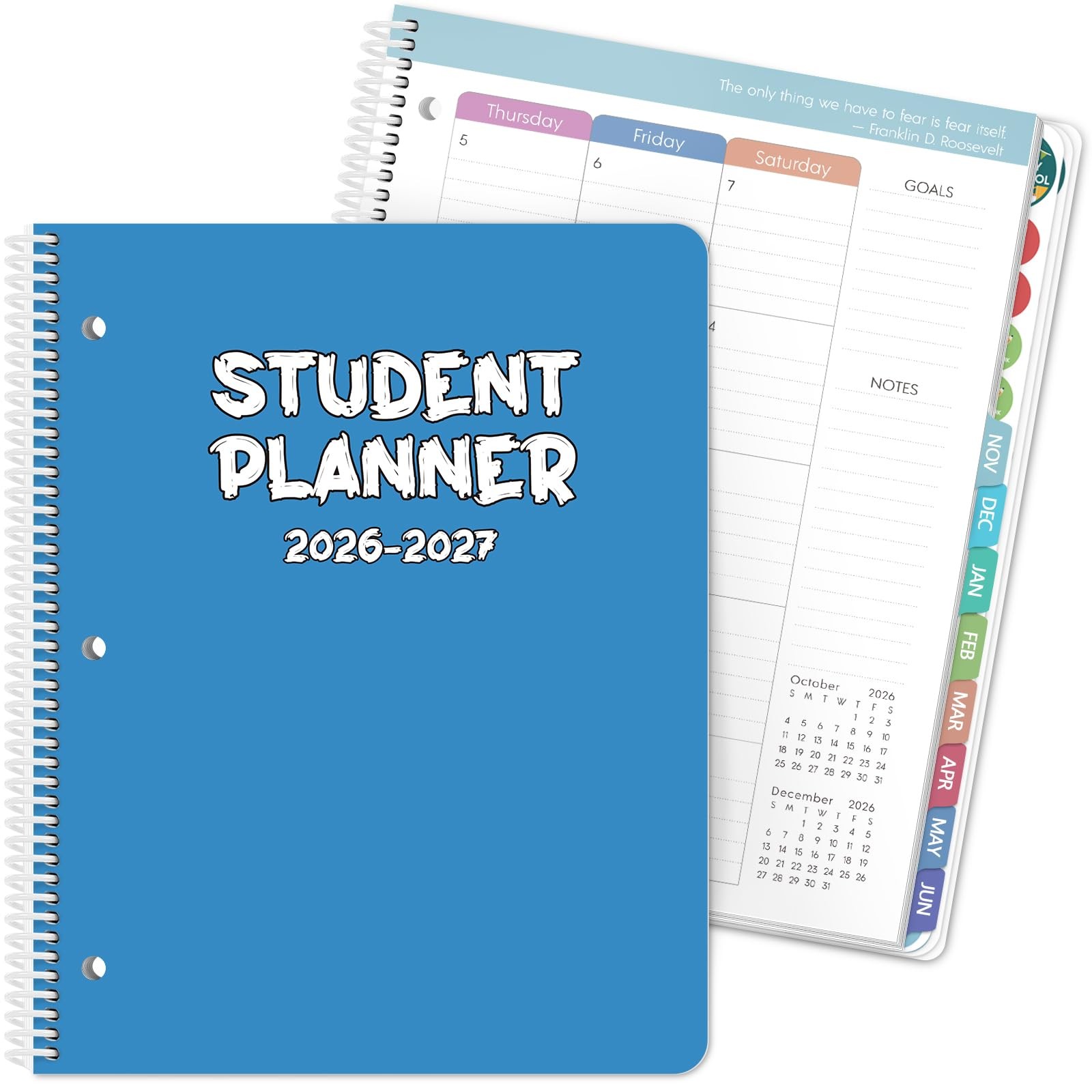 Phyxin Student Planner 2026-2027, Blue Monthly A4 (8.7″ x 11″),