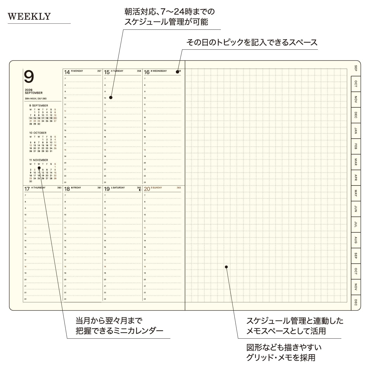 Laconic 2027 Weekly Planner, B6 Size, ToiToiToi Olive, LIS99-260OL