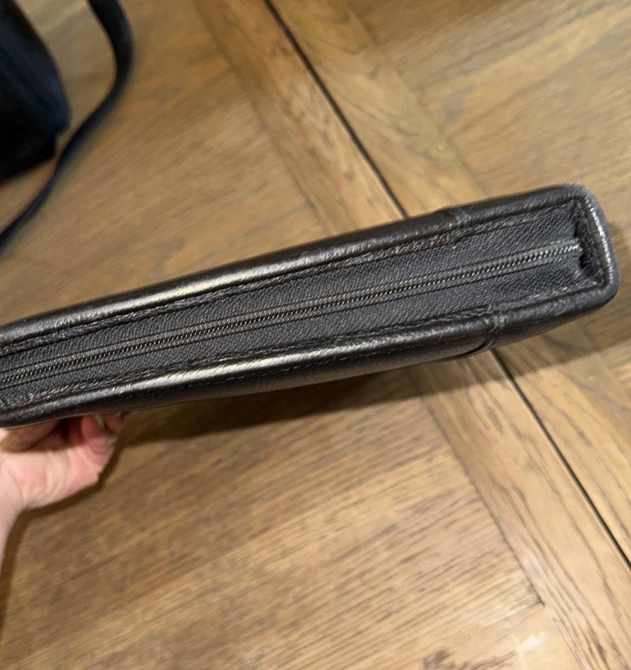 Vtg Franklin Quest Black Leather Zip Organizer Planner 7 Ring Binder