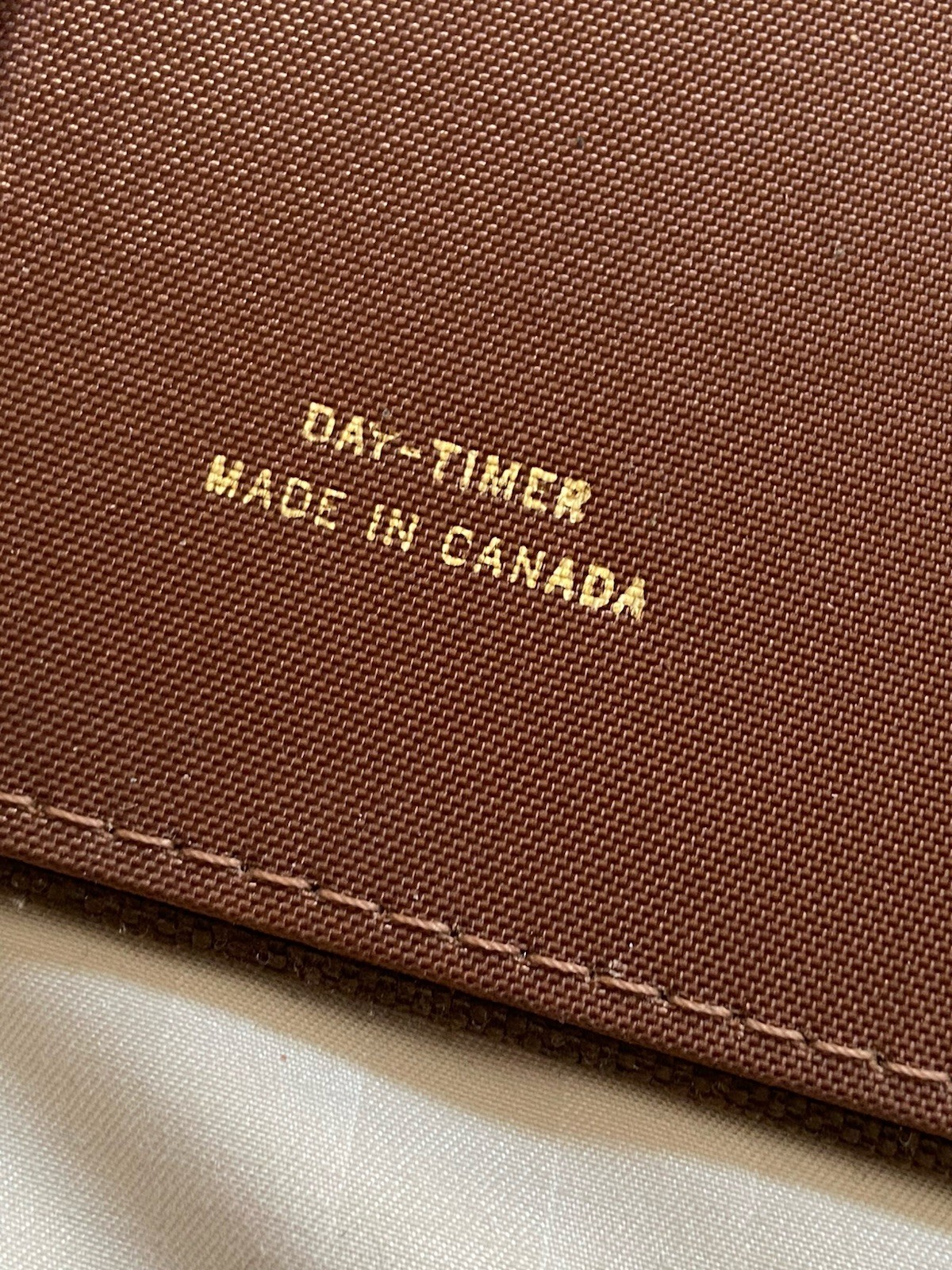 Vintage Brown Fabric Day Timer 7 Ring Classic Planner Binder Open Organizer