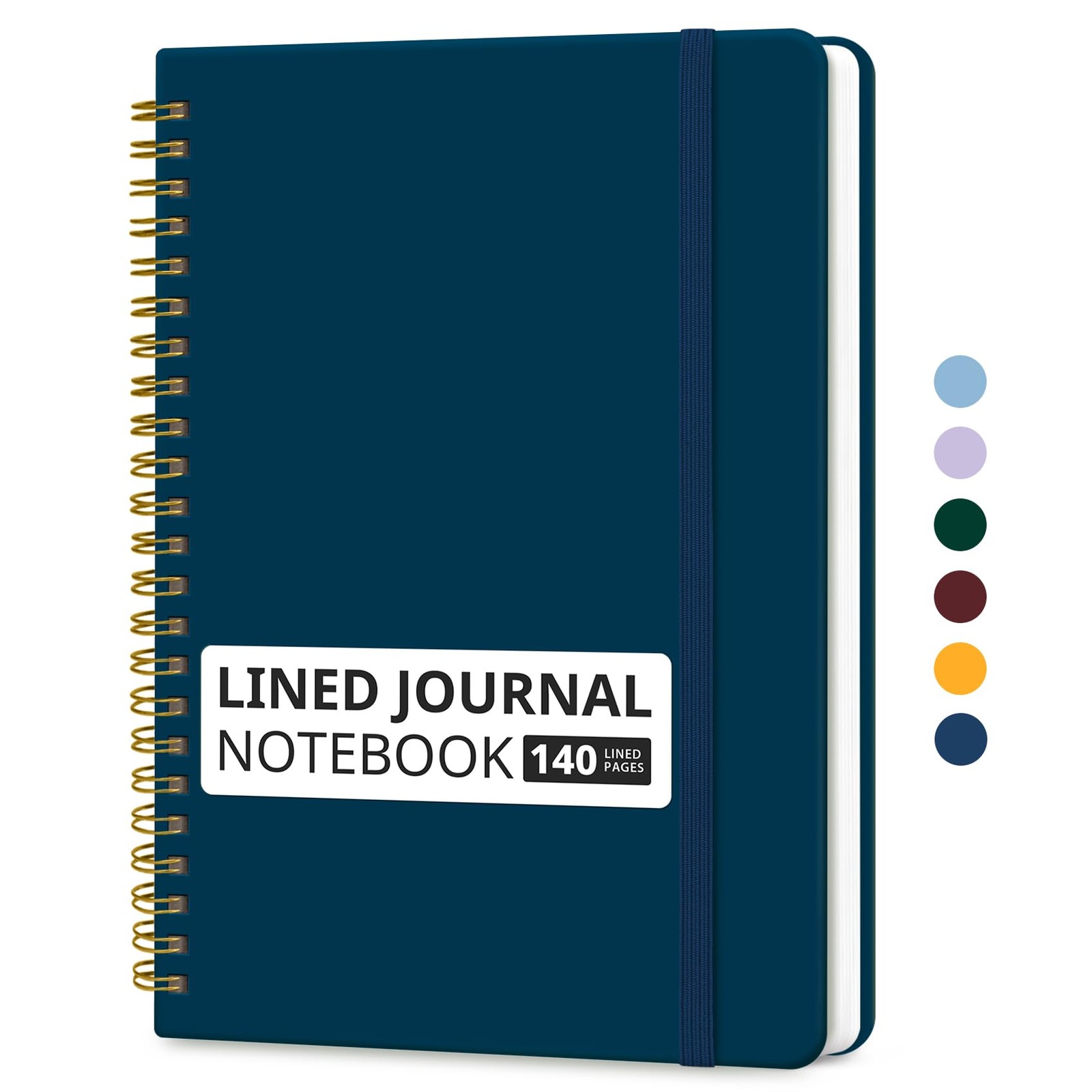 Taja Lined Spiral Journal Notebook for Women & Men, 140 Pages, A5, I-Navy