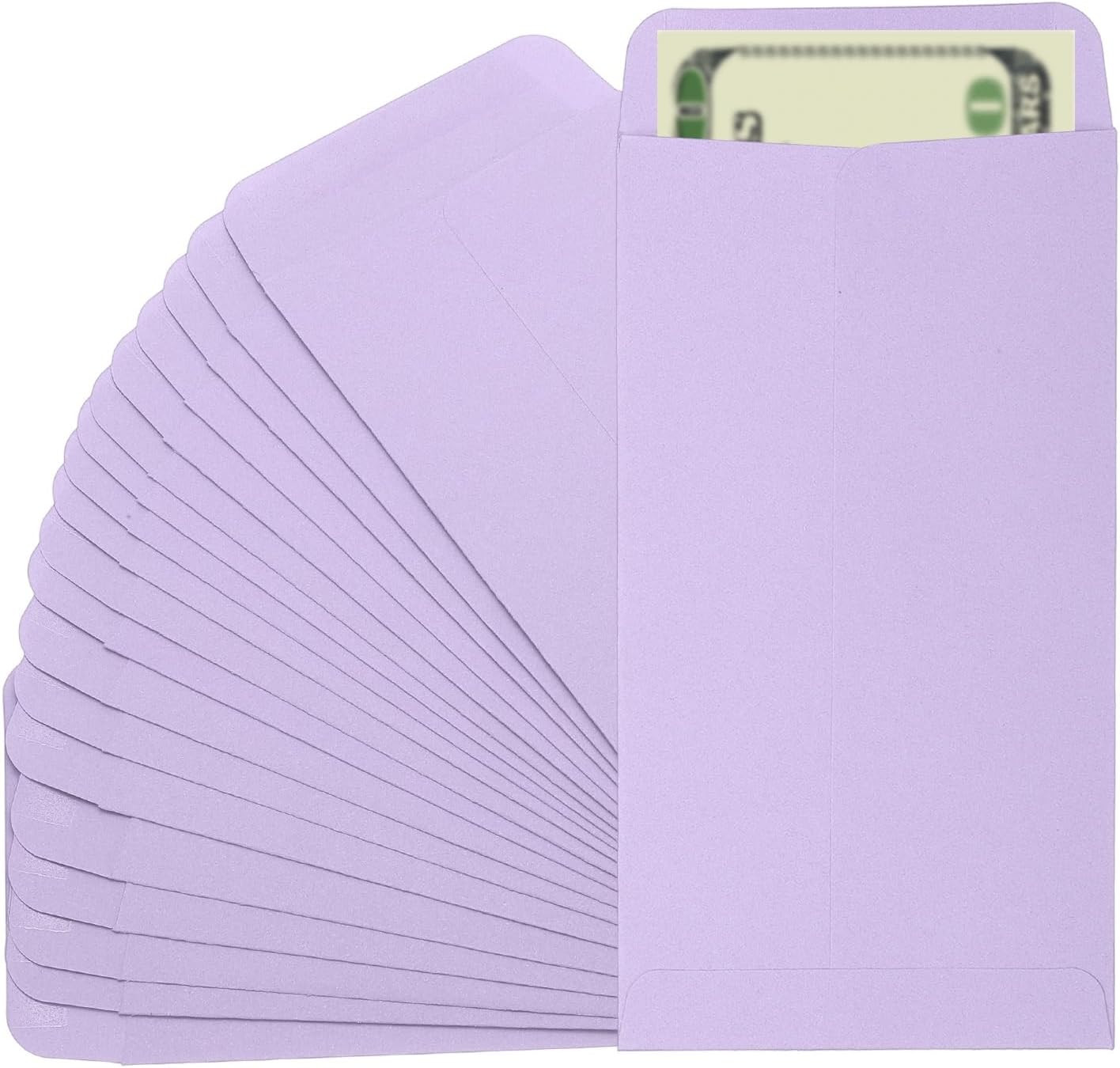 Money Envelope, 25 Pcs 6.5″ x 3.5″ Cash Holder for Checks Coins, Purple